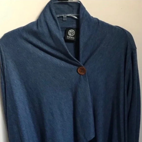 Bobeau Blue Wrap/Cape With One Button Closure Oversized Soft Cozy Long Sleeves - Picture 2 of 10